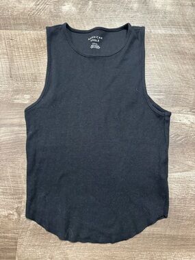 American Eagle Black Ribbed Tank Top Size Small